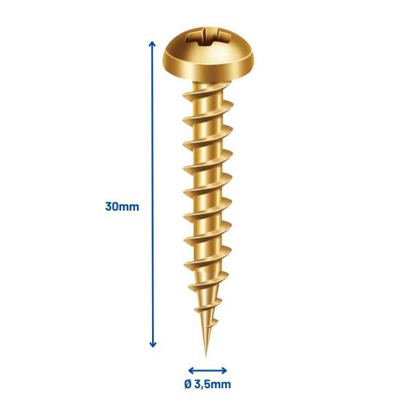 Imagem de Kit 1000 Parafusos Panela Phillips 3,5 X 30 Bicromatizado