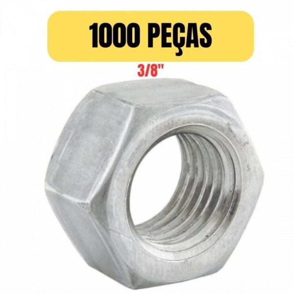 Imagem de Kit 1000 porca sextavada galvanizada 3/8 polegada