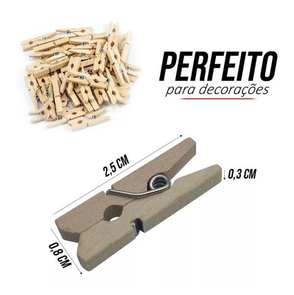 Imagem de Kit 1000un Mini prendedor pregador grampos madeira natural