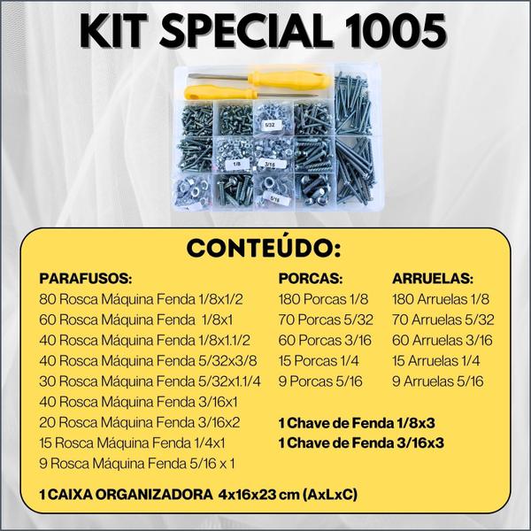 Imagem de Kit 1005 Peças Parafusos Rosca Máquina e Chaves de Fenda