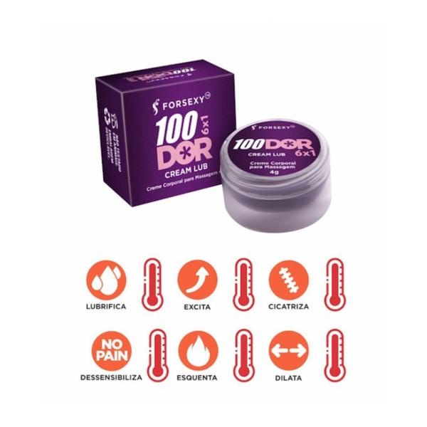 Imagem de Kit 100Dor 6X1 Cream Lub Anal Multifunções + Plug Anal Tamanho P