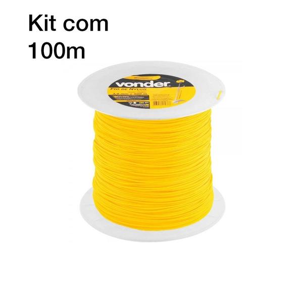 Imagem de Kit 100m Fio Nylon Cortador Grama 3,0mm Redondo Vonder