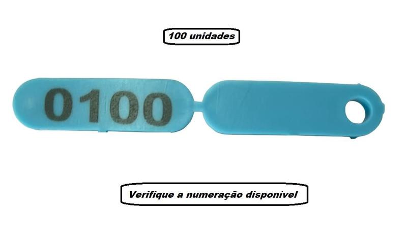 Imagem de kit 100un Brinco de Identificação Ovinos e Caprinos Walmur Azul Numerado