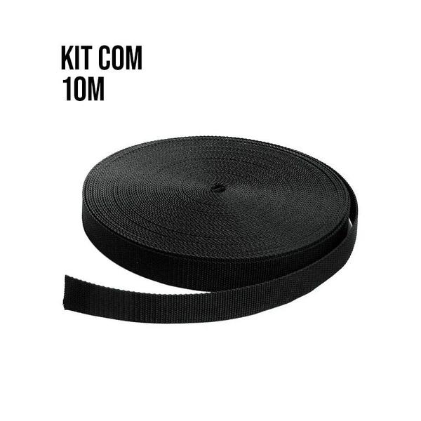 Imagem de Kit 10m Cinta Poliester 35mm Preto Fitacabo