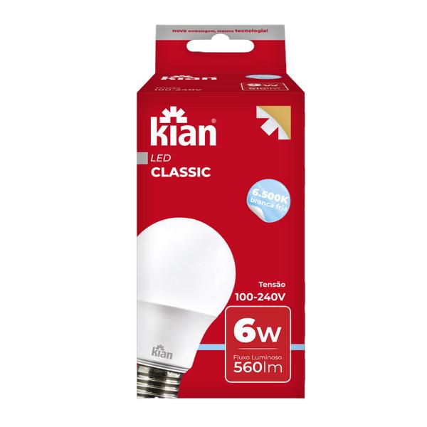 Imagem de Kit 10PÇ Lâmpada de Led Classic Branca Fria 6w 6500k Kian E27 Ip20 Bivolt