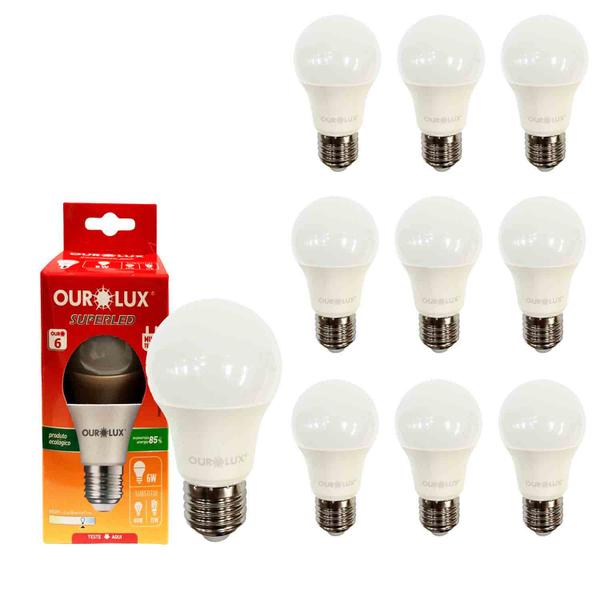 Imagem de Kit 10PC Lâmpada de Led Superled 6w 6500k Branca Fria E27 Bivolt Ourolux