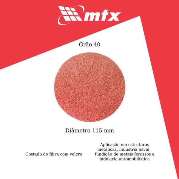 Imagem de Kit 10PT Disco de Lixa Costado Fibra 115mm G040 Pct 10un -Mtx