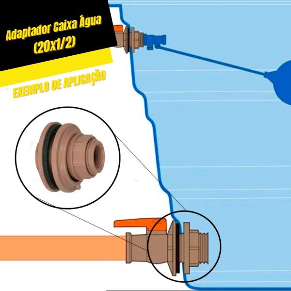 Imagem de Kit 10un Adaptador Flange 20mmx1/2  Para Caixa Dágua