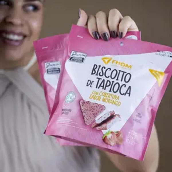 Imagem de Kit 10Und Biscoito De Tapioca Com Morango S/ Gluten Fhom 60G