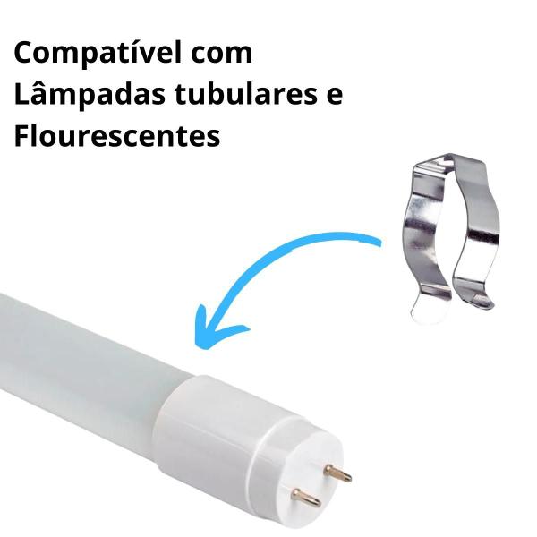 Imagem de Kit 10x Abraçadeira Aço Lâmpadas Tubulares Led Fluorescente