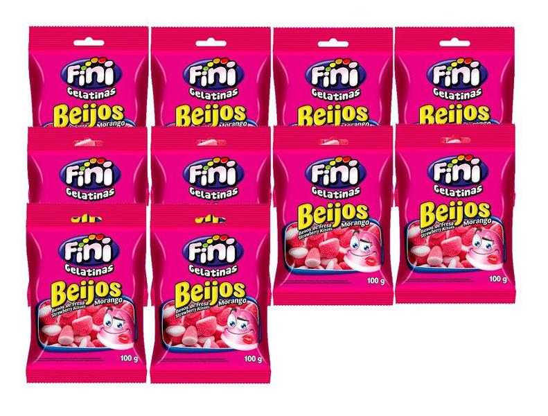 Kit 10x Balas Fini Beijos De Morango 100g - Cimed - Sistema Imagem de Kit 10x Balas Fini Beijos De Morango 100g - Cimed