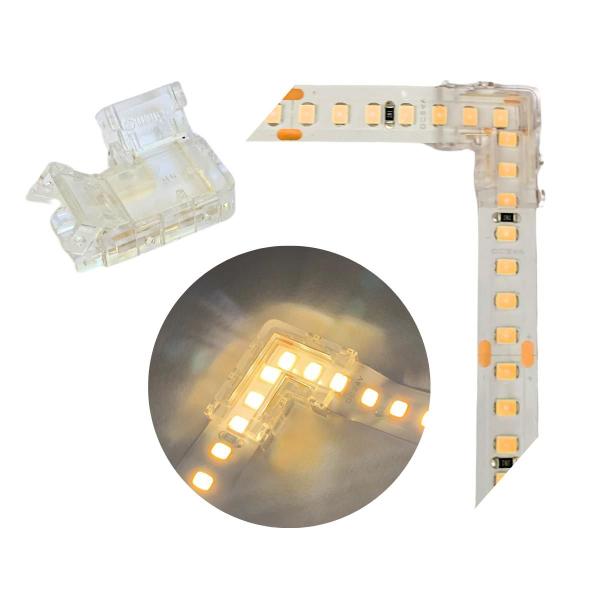 Imagem de Kit 10x Conectores Emenda Sem Solda Para Fita Led SMD 8mm L 90 Curva