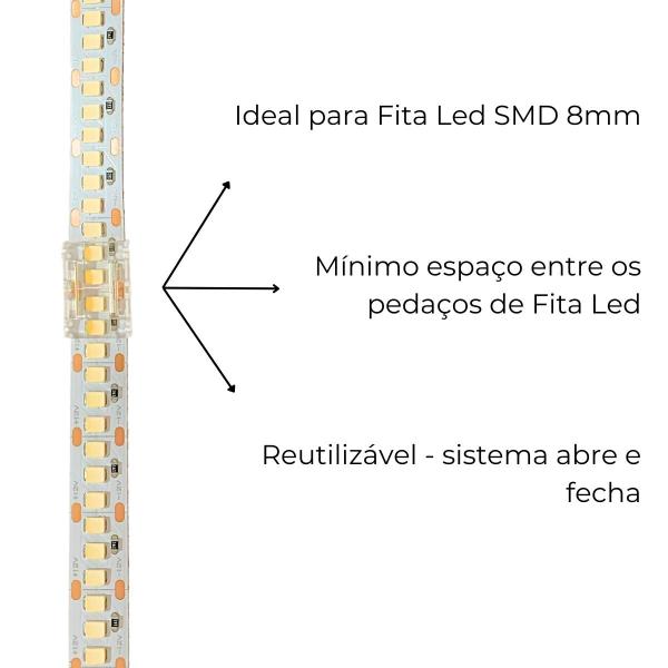 Imagem de Kit 10x Conectores para Fita Led SMD 10mm Emenda Fácil Sem Solda Reto Linear