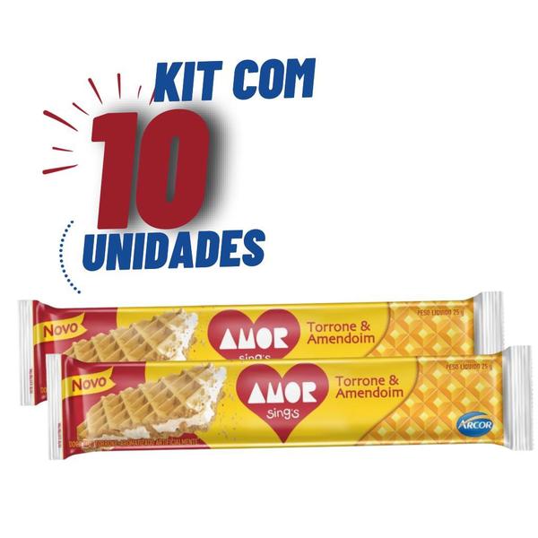 Imagem de Kit 10x De 25g Torrone Turron Amor - Arcor