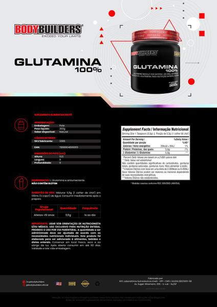 Imagem de KIT 10x Glutamina 100% 300g - BodyBuilders