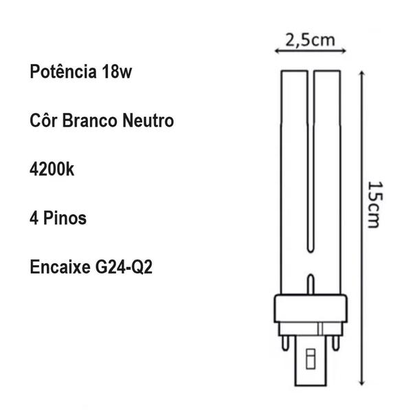 Imagem de KIT 10X Lâmpada Fluorescente PL 18W 4 Pinos 2.700K Empalux PL11842