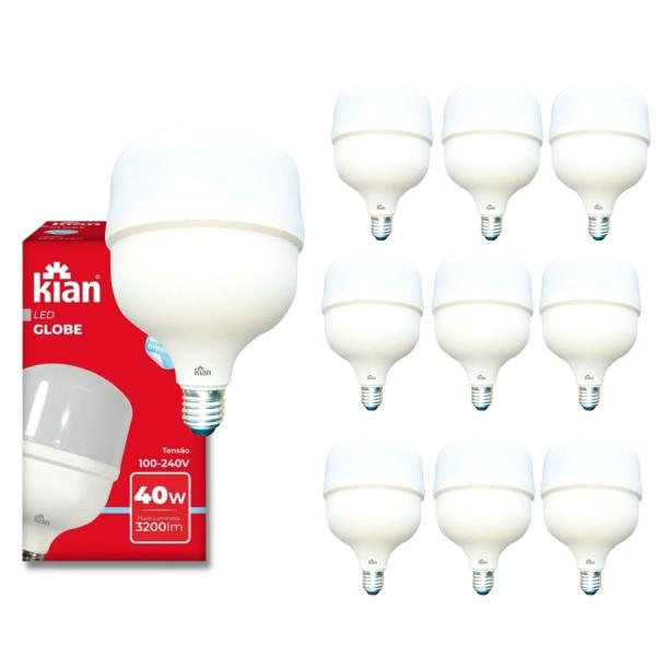 Imagem de Kit 10x Lâmpada Led Globe 40w Branca Fria 6.500k E27 Bivolt