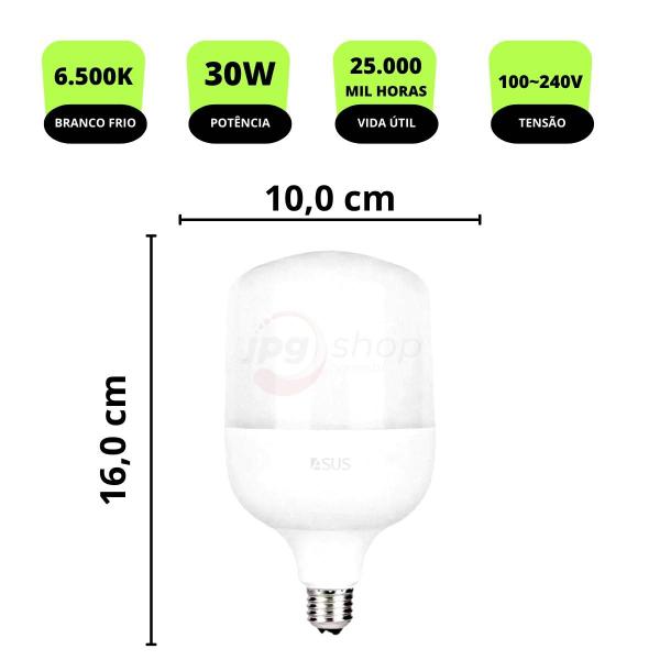 Imagem de Kit 10x Lâmpadas Led Bulbo 30w Branca Fria 6.500k E27 Bivolt