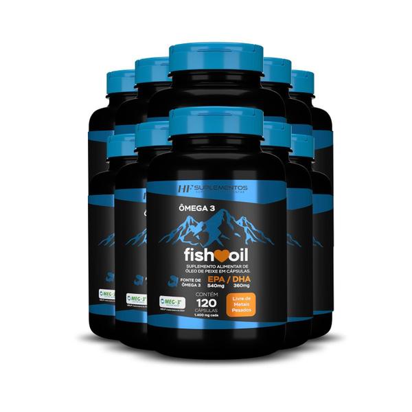 Imagem de Kit 10X Omega 3 Fish Oil Meg 3 120 Cps Hf Suplementos