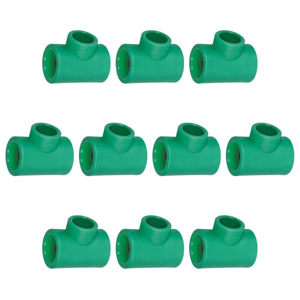 Imagem de KIT 10x Tee 40 mm PPR Verde para Água Quente e Fria AMANCO