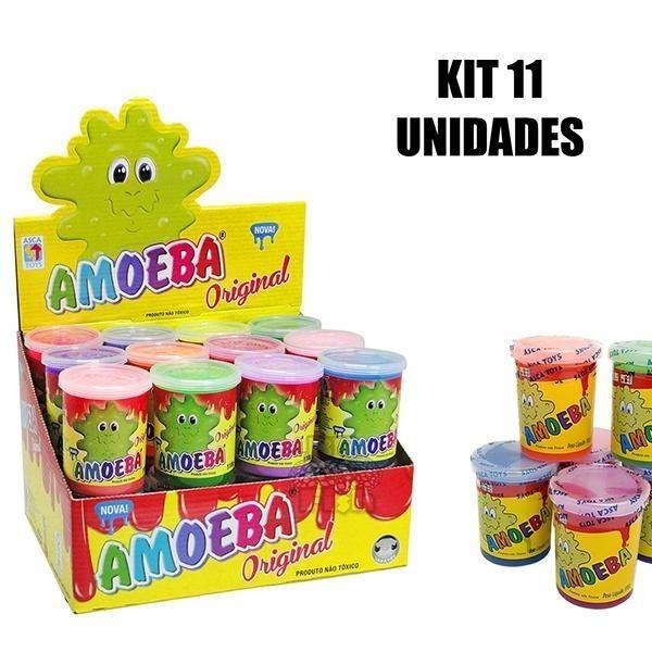 Imagem de Kit 11 Amoebas Massinha Colorida Geleca De Brincar 110G