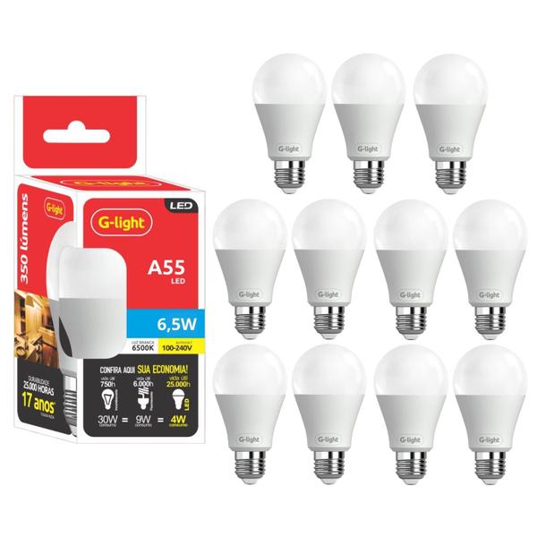 Imagem de Kit 11 Lâmpadas Led 6,5w E27 Autovolt 6500k Branco Frio Cor Da Luz Branca Ultra Economica P/ Sala Quarto Cozinha Banheir