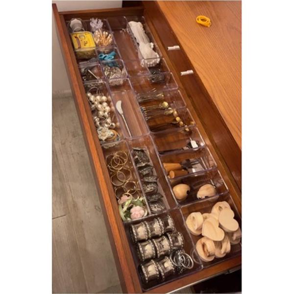 Kit 11 Organizador Multiuso Modular Gavetas Acrílico Quad GRANDE - Rebirth Imagem de Kit 11 Organizador Multiuso Modular Gavetas Acrílico Quad GRANDE