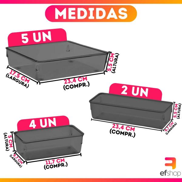 Imagem de Kit 11 Organizador Multiuso Modular Gavetas Acrílico Quadrado 3 Tamanhos PMG