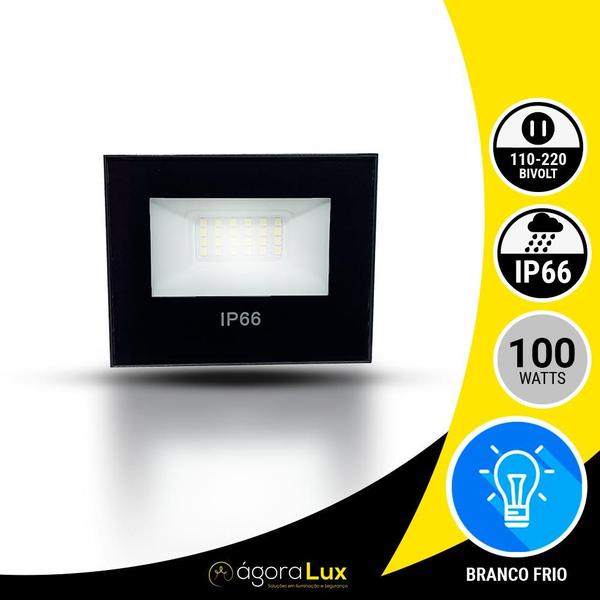 Imagem de Kit 11 Refletor Led Holofote 100w Holofote  Bivolt A Prova D'Agua 6500k Bivolt Quintal