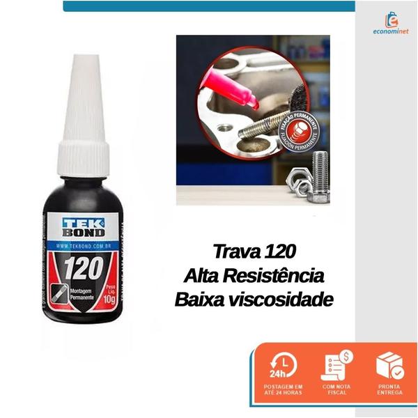 Imagem de Kit 12 Adesivo Anaeróbicos Trava Parafuso 120 Tekbond Vermelho 10g