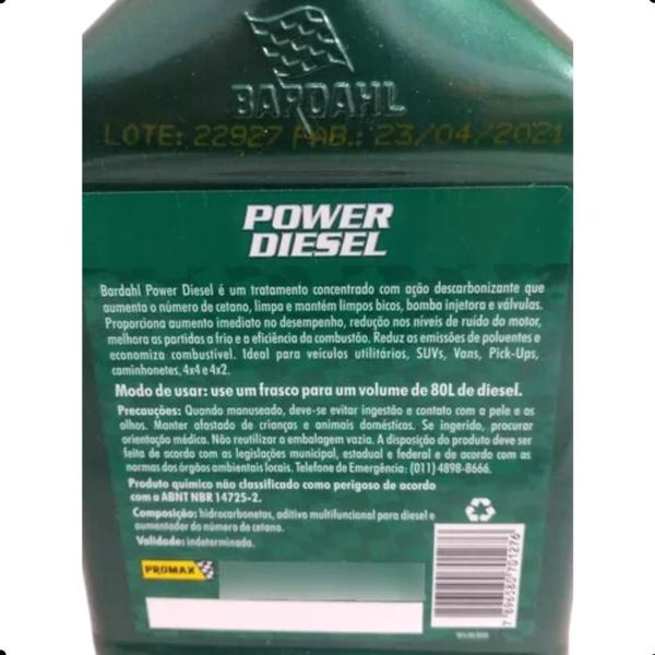 Imagem de Kit 12 Aditivo Bardahl Power Diesel 500ml Combustível Motor Caminhonete Caminhão Evita formação água Limpa Bico