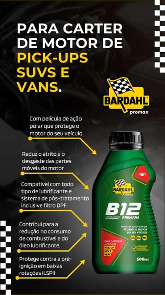 Imagem de Kit 12 Aditivos Bardahl B12 Premium 500ml Veículos Motor Diesel c/ Filtro de Partícula DPF ATACADO