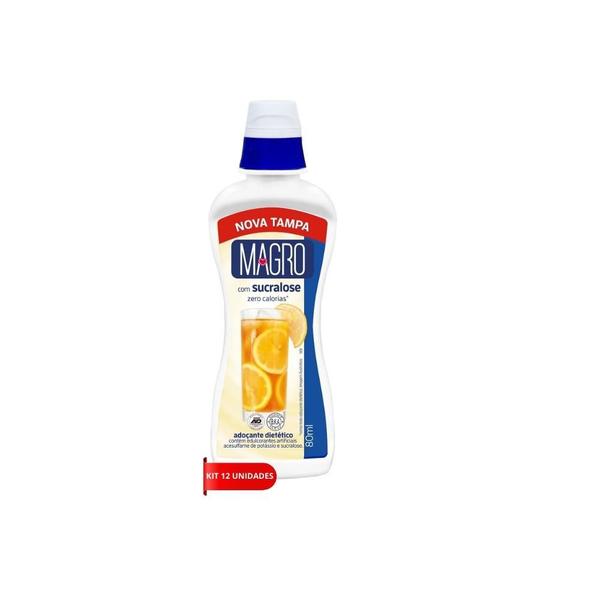 Kit 12 adocante liquido dietetico magro c/ sucralose zero calorias nao contem gluten lowcucar 80ml Imagem de Kit 12 adocante liquido dietetico magro c/ sucralose zero calorias nao contem gluten lowcucar 80ml