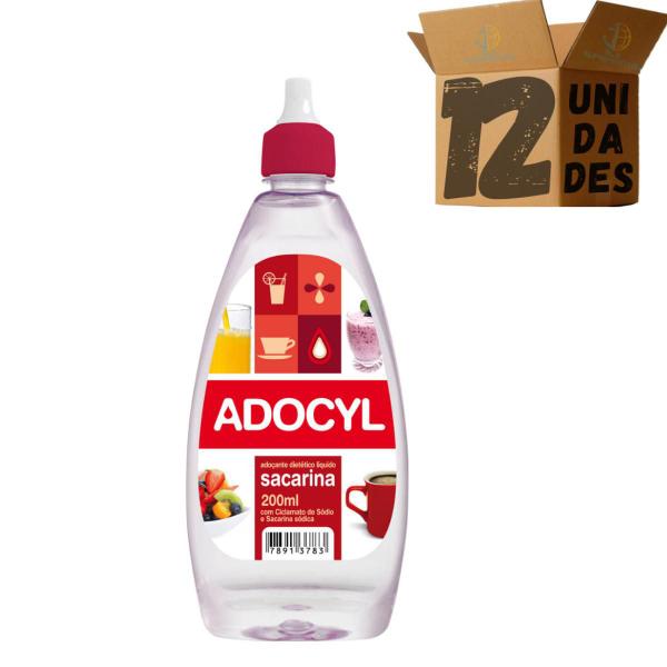 Imagem de Kit 12 Adoçante Líquido Dietético Sacarina Adocyl  200ml