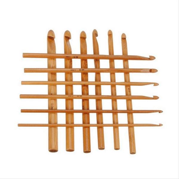 Imagem de Kit 12 Agulhas De Crochê Bambu Lisas Envernizadas