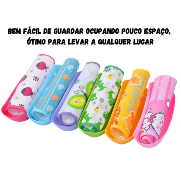 Imagem de Kit 12 babador infantil para bebê com desenho fofo plastico creche berçario ajustavel pega migalhas