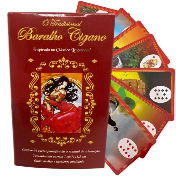 Imagem de KIT 12 Baralhos Cigano Lenormand 36 Cartas Plastificado