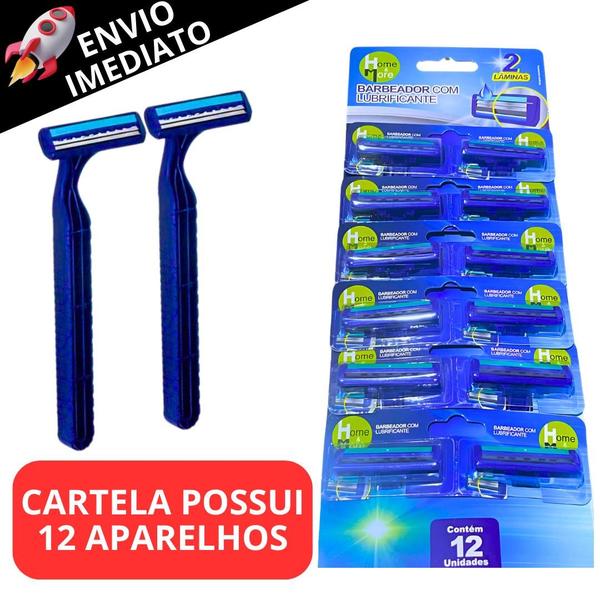 Imagem de Kit 12 Barbeador Aparelho De Barbear 2 Lâminas Lubrificadas Para Homem ou Mulher Não Machuca