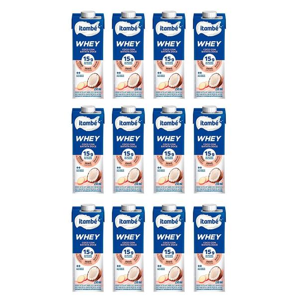 Kit 12 Bebida Láctea Itambé Whey 250ml Coco Com Batata Doce Cada - ITAMBE Imagem de Kit 12 Bebida Láctea Itambé Whey 250ml Coco Com Batata Doce Cada