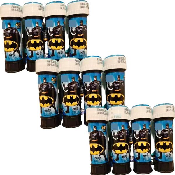 Imagem de Kit 12 Bolinhas Sabão Batman Lembrancinha Aniversário Bolhas Brinquedo Super Herói Menino Criança