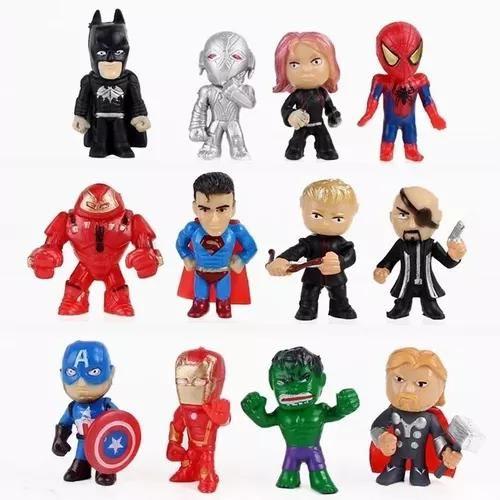 Imagem de Kit 12 Bonecos Miniatura Vingadores Action Figure Decoração