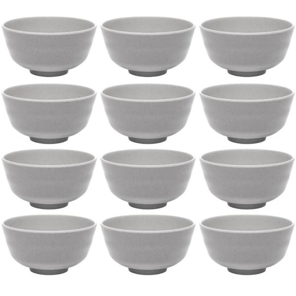 Imagem de Kit 12 Bowls Tigelas de Melamina 350ml Lyor Sobremesas Sopas Yakisoba Tóquio Granilite Cinza