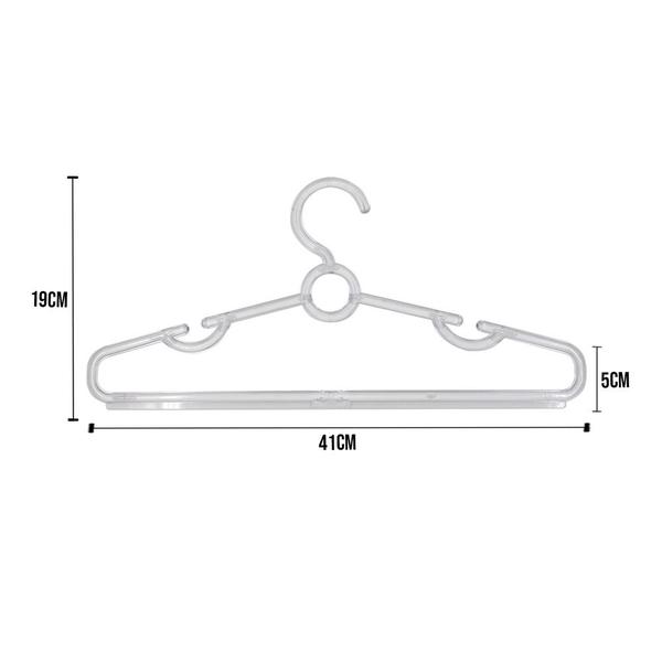 Imagem de Kit 12 Cabides Acrílico Transparente Cristal Resistente Adulto