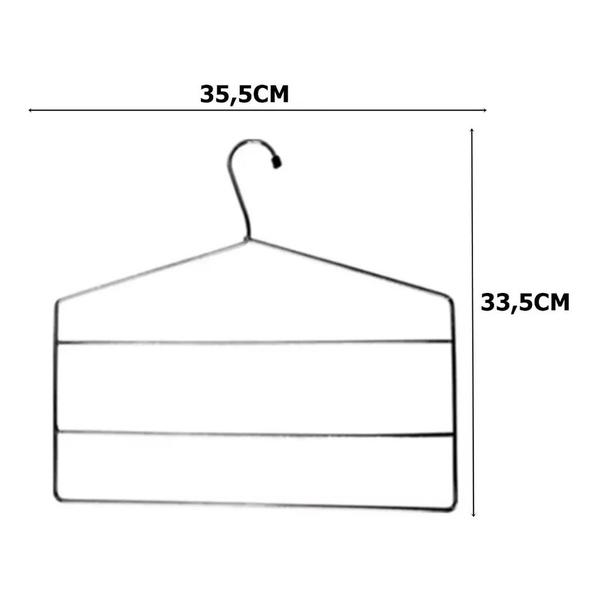 Imagem de Kit 12 Cabides Calceiros Triplo Cromado Para Calças 