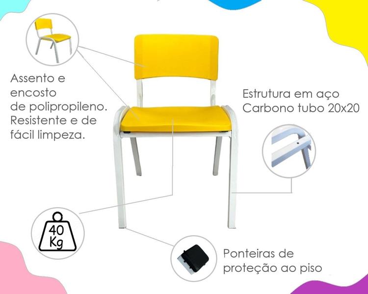 Imagem de Kit 12 Cadeira Iso Infantil Amarela Escolar e Creche 