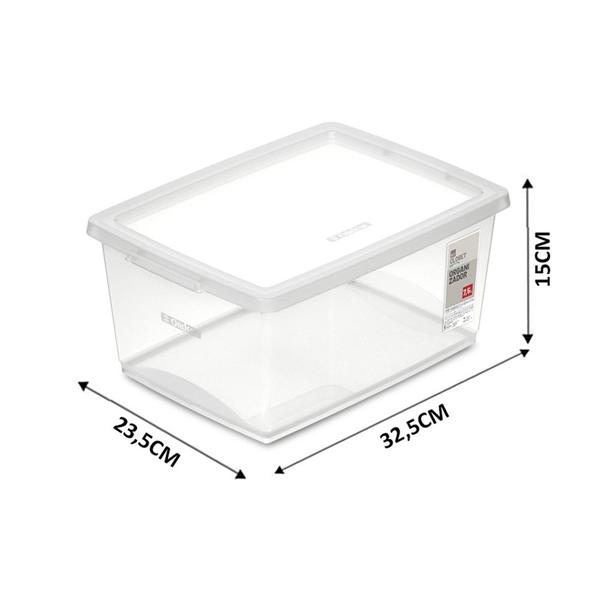 Imagem de Kit 12 Caixa Organizadora 7,5l Ordene Design Moderno Cristal