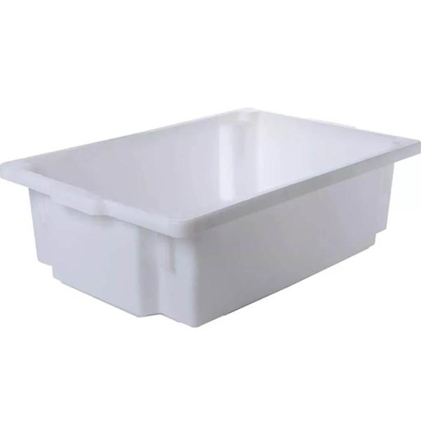 Imagem de Kit 12 Caixas Restaurante Açougue 56x34cm Empilhável de Plástico com Tampa 15l Organizadora