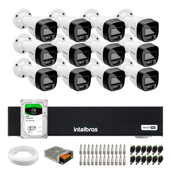 Imagem de Kit 12 Câmeras Intelbras VHD 1220 B G7 Full Color Bullet Full HD 1080p Multi HD IR 20m + Dvr Intelbras MHDX 1016-C 16 Canais + HD 2TB Barracuda