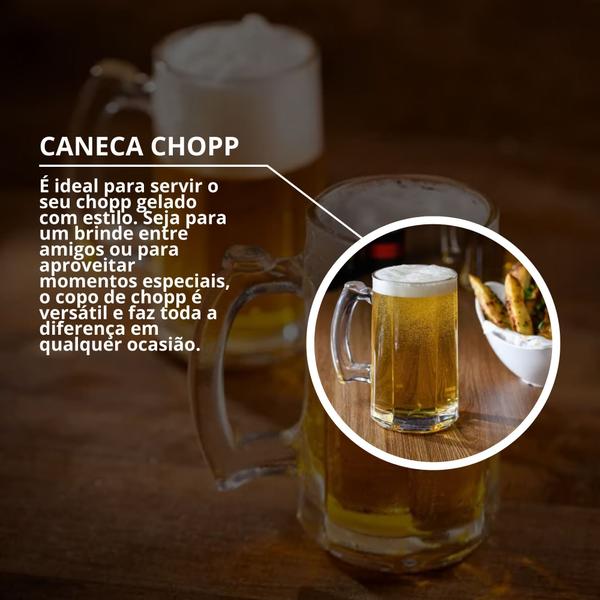 Imagem de Kit 12 Caneca De Vidro Chopp Cerveja Bebida Design Robusto 370ml Clássico Bar Restaurante