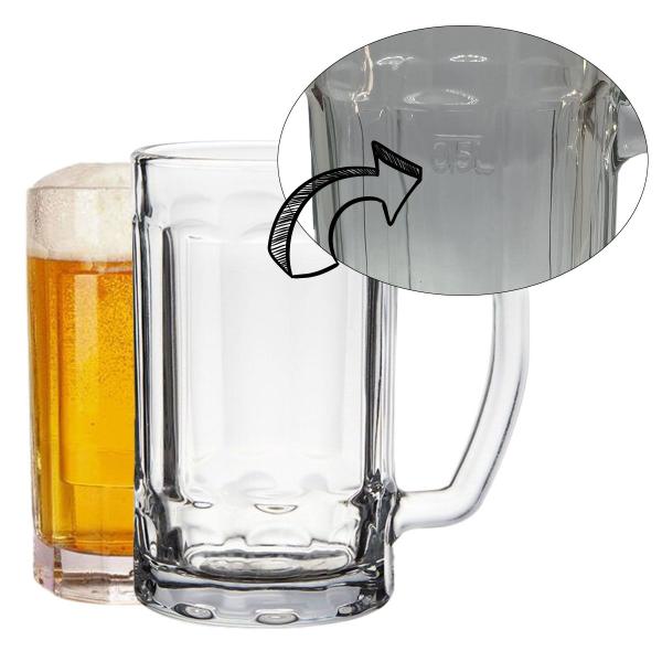 Imagem de Kit 12 Canecas de Chopp Cerveja de Vidro de 500ml Bar Restaurante